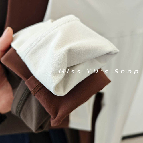 加绒后口袋瑜伽裤女薄绒