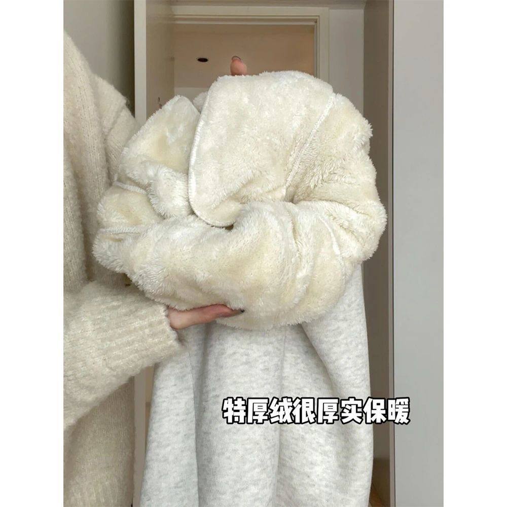 灰色羊羔绒运动裤女秋冬2025新款加绒棉裤束脚休闲阔腿小个子卫裤,女装/女士精品,卫裤,淘宝优惠券,粉丝福利购,淘宝优惠卷