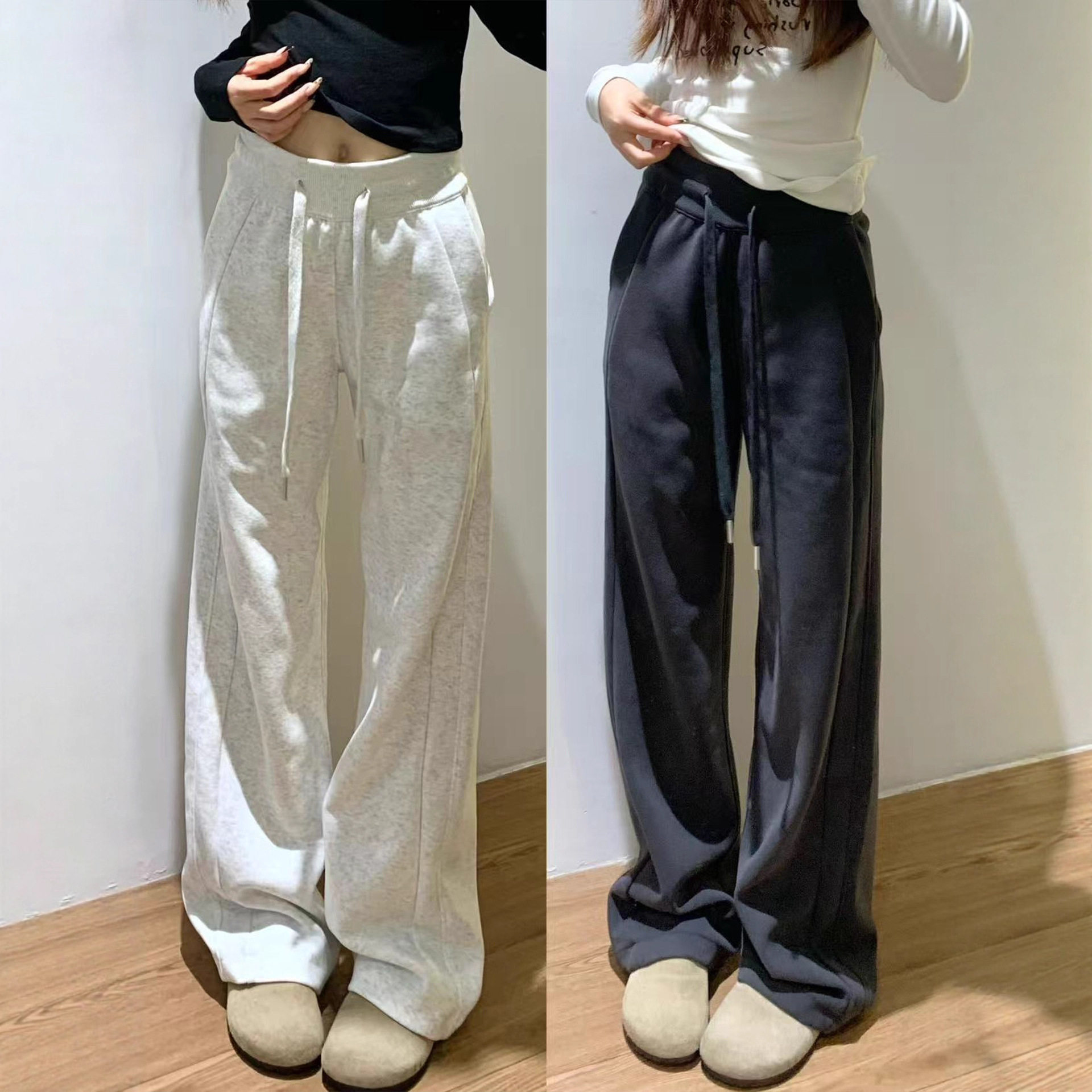 lulu窄版运动裤女2025秋季新款高腰垂感阔腿裤显瘦直筒美式卫裤子,女装/女士精品,卫裤,淘宝优惠券,粉丝福利购,淘宝优惠卷