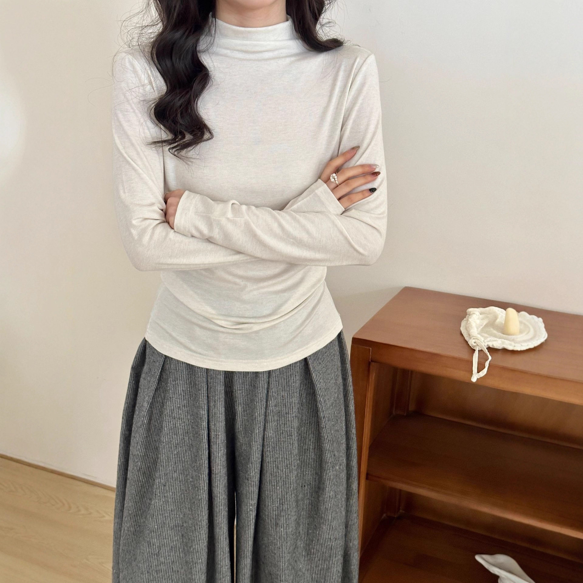 2025秋冬天丝莱赛尔半高立领羊毛醋酸打底衫女长袖上衣高弹内搭,女装/女士精品,毛针织衫,淘宝优惠券,粉丝福利购,淘宝优惠卷