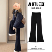 黑色加绒微喇叭裤 加厚大码 冬季 裤 女裤 胖mm高腰显瘦西装 子2025新款