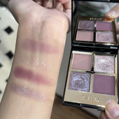 清冷感灰紫色烟熏 四色眼影盘珠光亮片碎钻爆闪2025新款 日常淡妆