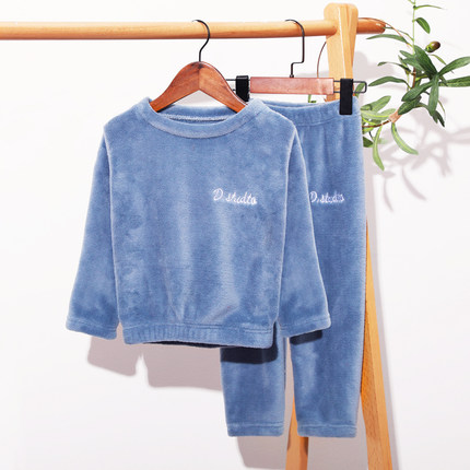 儿童睡衣男童暖暖套装珊瑚绒女童冬季加厚小孩保暖衣家居服外穿