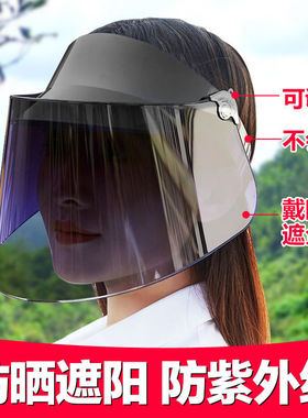 2025遮阳帽防晒防紫外线太阳帽子男女夏季遮脸面罩骑电动车空顶帽