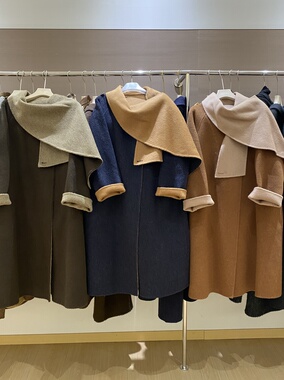 2025秋冬新款双面羊绒大衣女中长款宽松羊毛呢外套高级感送围巾