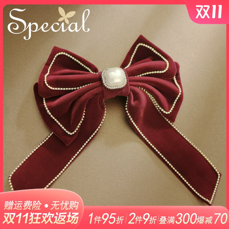 special复古手工蝴蝶结头饰发饰发夹饰品女后脑勺夹子学院2023新