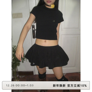 超短裙设计师小众蓬蓬裙 黑色半身裙女夏新款 CLOUD WILD白云野边