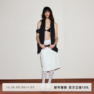 CLOUD 直筒包臀半身裙设计感奶白色通勤百搭半裙女 WILD白云野边