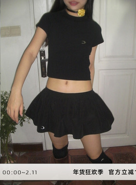 CLOUD WILD白云野边 黑色半身裙女夏新款超短裙设计师小众蓬蓬裙
