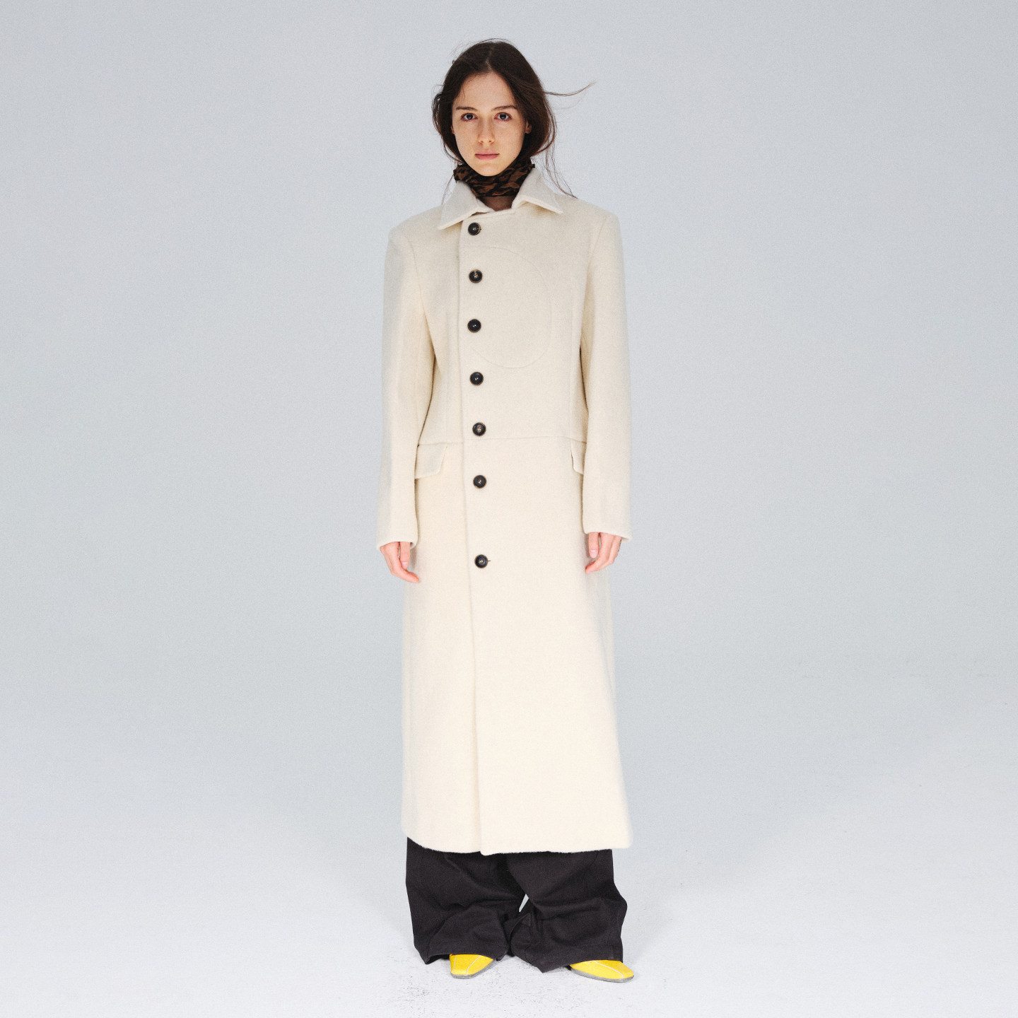 CLOUD WILD白云野边白色驼绒呢子大衣长款牛角扣羊毛风衣外套女冬