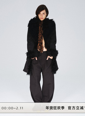 CLOUD WILD白云野边秋冬季黑色束脚拖地裤宽松垂感直筒阔腿长裤女