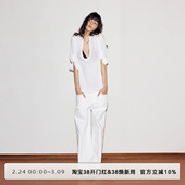 夏日衬衫 条纹U领9分袖 宽松透气休闲百搭上衣 WILD白云野边 CLOUD