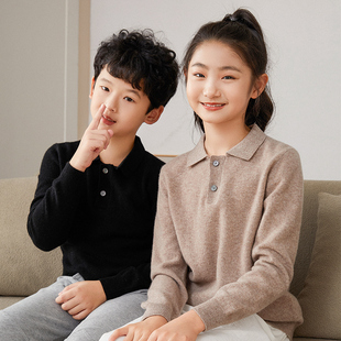 冬季新款羊毛衫儿童POLO领薄款毛衣男童打底女童针织羊绒衫中大童