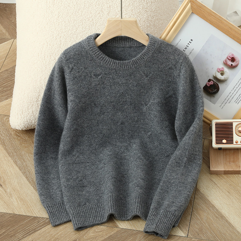 新款羊毛衫儿童低圆领加厚打底提花毛衣男童针织女童羊绒衫中大童