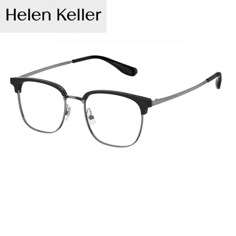 海伦凯勒新款眉毛框男商务轻盈百搭可配近视度数防蓝光眼镜H83017