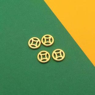 古法金DIY配件古法金招财铜钱币黄金转运珠小钱币散珠DIY红手绳