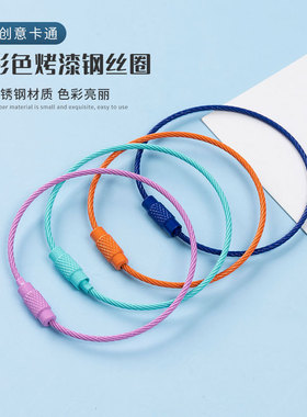 彩色钢丝绳钥匙扣烤漆圈环