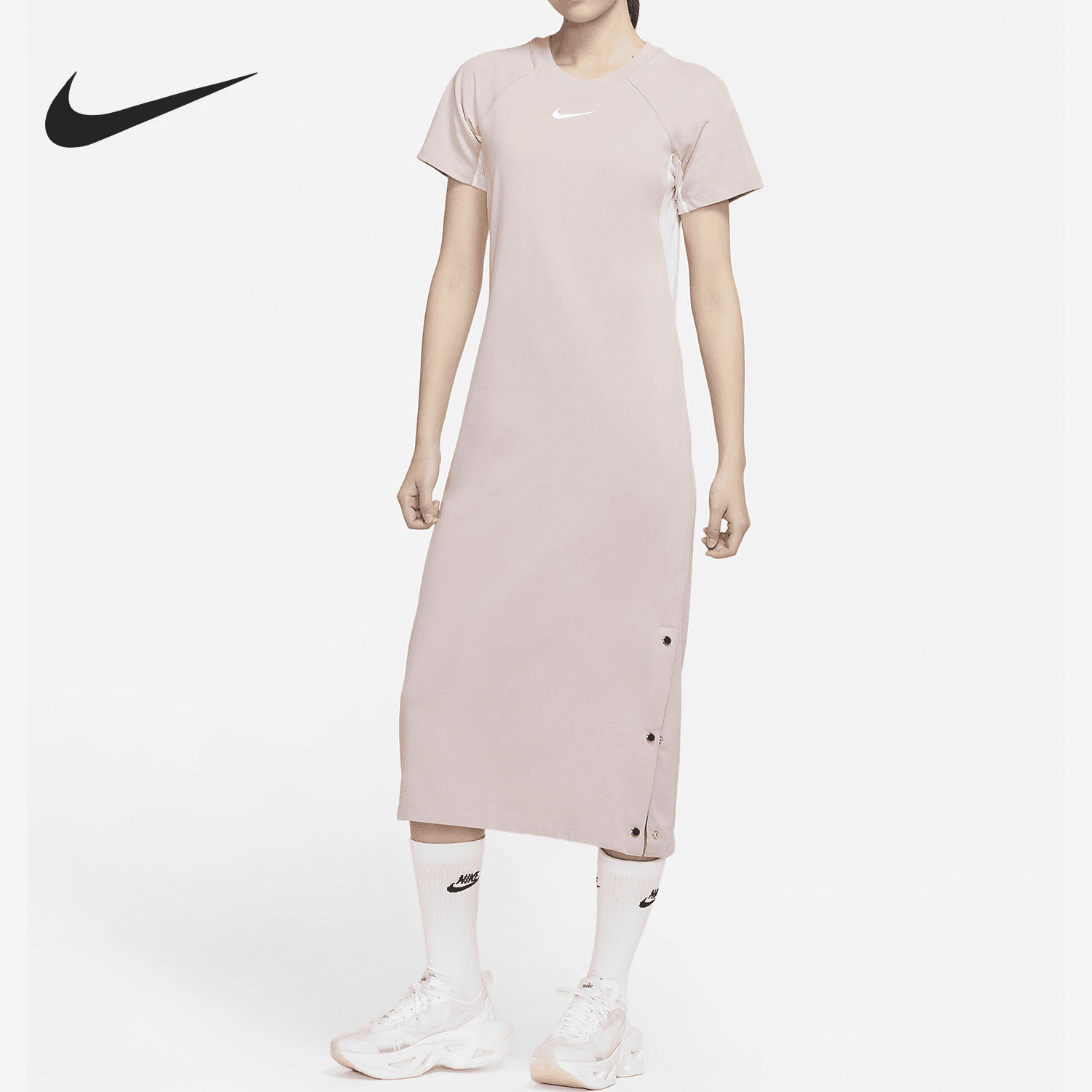 Nike/耐克正品女子夏季中长款T恤短袖运动连衣裙DM8879-222