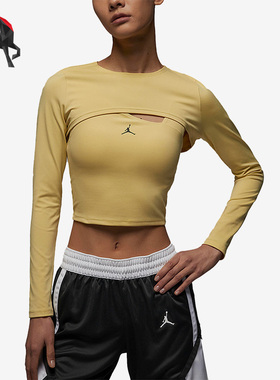 Nike/耐克正品JORDAN女子训练健身透气露脐长袖T恤DV1275-753
