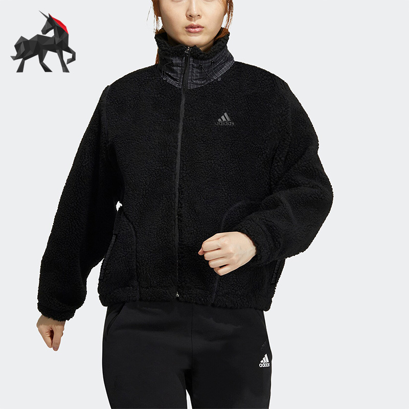 Adidas/阿迪达斯正品冬季女子仿羊羔绒夹克外套HM7096