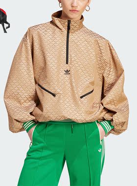 Adidas/阿迪达斯正品三叶草运动女子半拉链宽松套头衫IK7883
