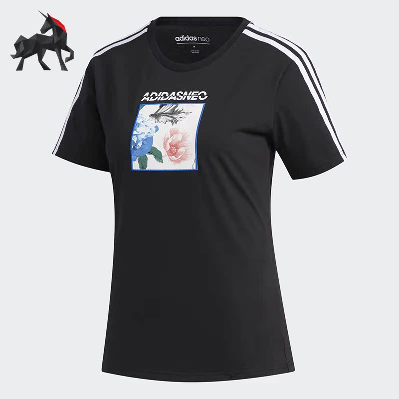 Adidas/阿迪达斯正品NEO夏季女子运动休闲印花短袖T恤FP7324