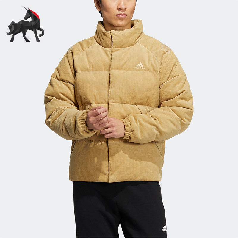 Adidas/阿迪达斯正品冬季男灯芯绒立领运动休闲保暖羽绒服 HN2124
