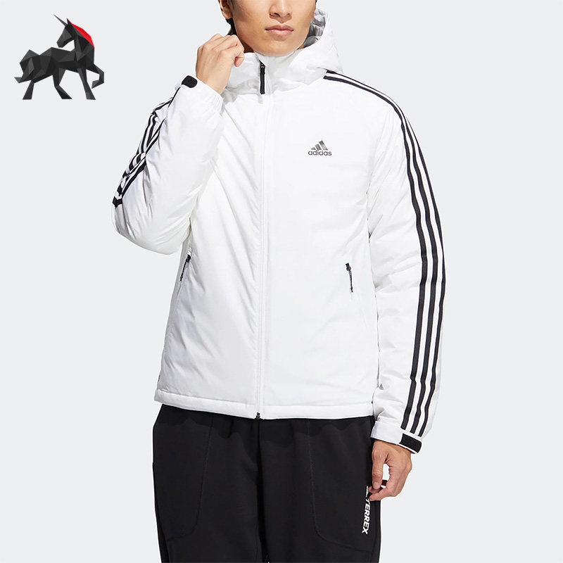 阿迪达斯男子户外保暖连帽羽绒服