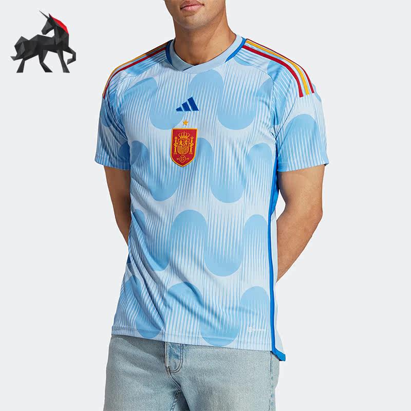 Adidas/阿迪达斯正品西班牙队球迷版男子透气足球短袖球衣 HE