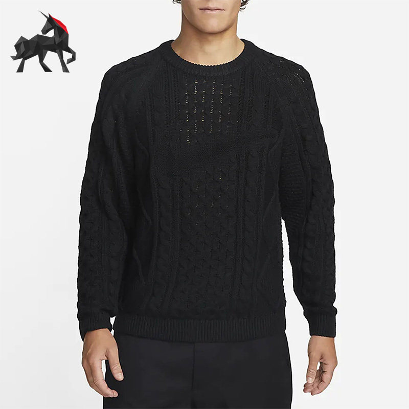 Nike/耐克正品冬季男子绞花针织保暖防风运动毛衣 DQ5177-010