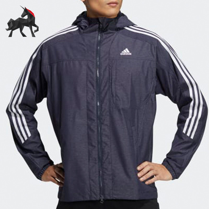 Adidas/阿迪达斯正品秋男子防风连帽运动休闲夹克外套 HM2721