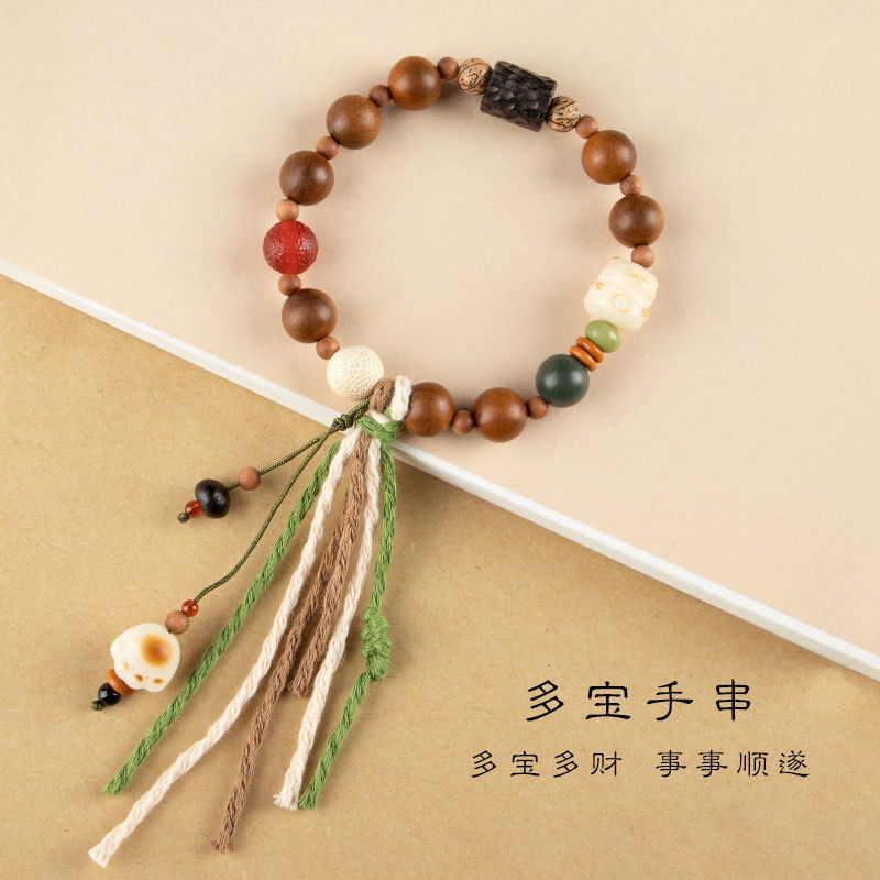 多宝雷击木手串男女新款流苏菩提手链学生炭烤猫爪情侣款手链礼物