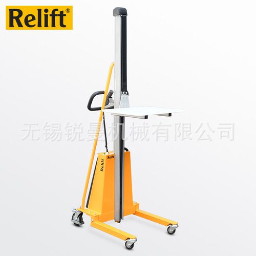 锐励迷你型电动堆高车铝合金单立柱工位升降车装卸小叉车平台车