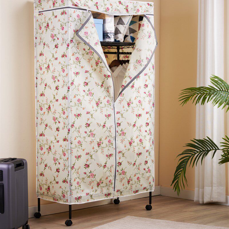 9W布衣柜全钢架结实简易家用卧室钢管加粗加厚全封闭挂衣