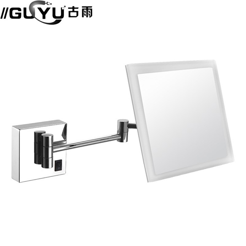 亚克力LED化妆镜梳妆台带灯镜子折叠伸缩单面浴室壁挂放大美容镜