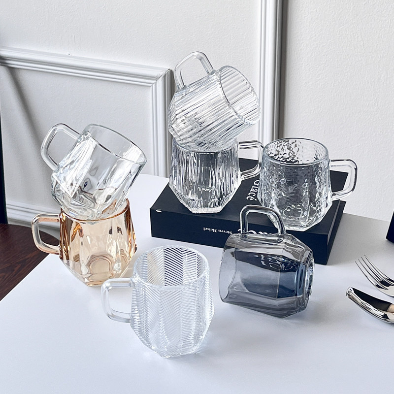 彩色钻石玻璃杯棱角网红创意家用杯喝水杯子高颜值牛奶饮料果汁杯