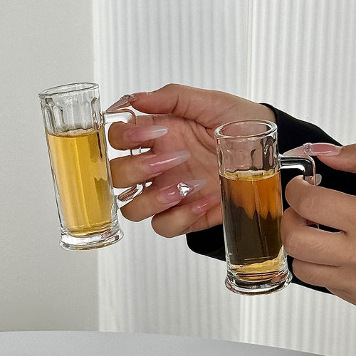 小众大力士迷你玻璃带把啤酒杯
