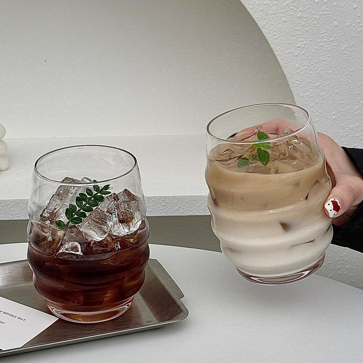 小众高颜值圆圈玻璃冷饮杯