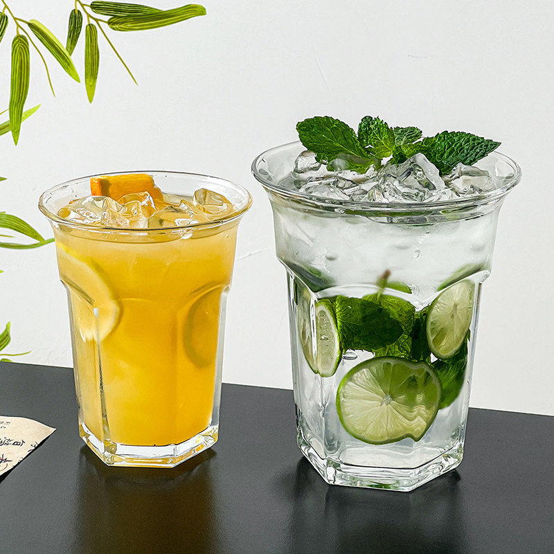 网红ins风餐厅超大容量玻璃杯 500ml杯子饮料杯水果茶杯 莫吉托杯
