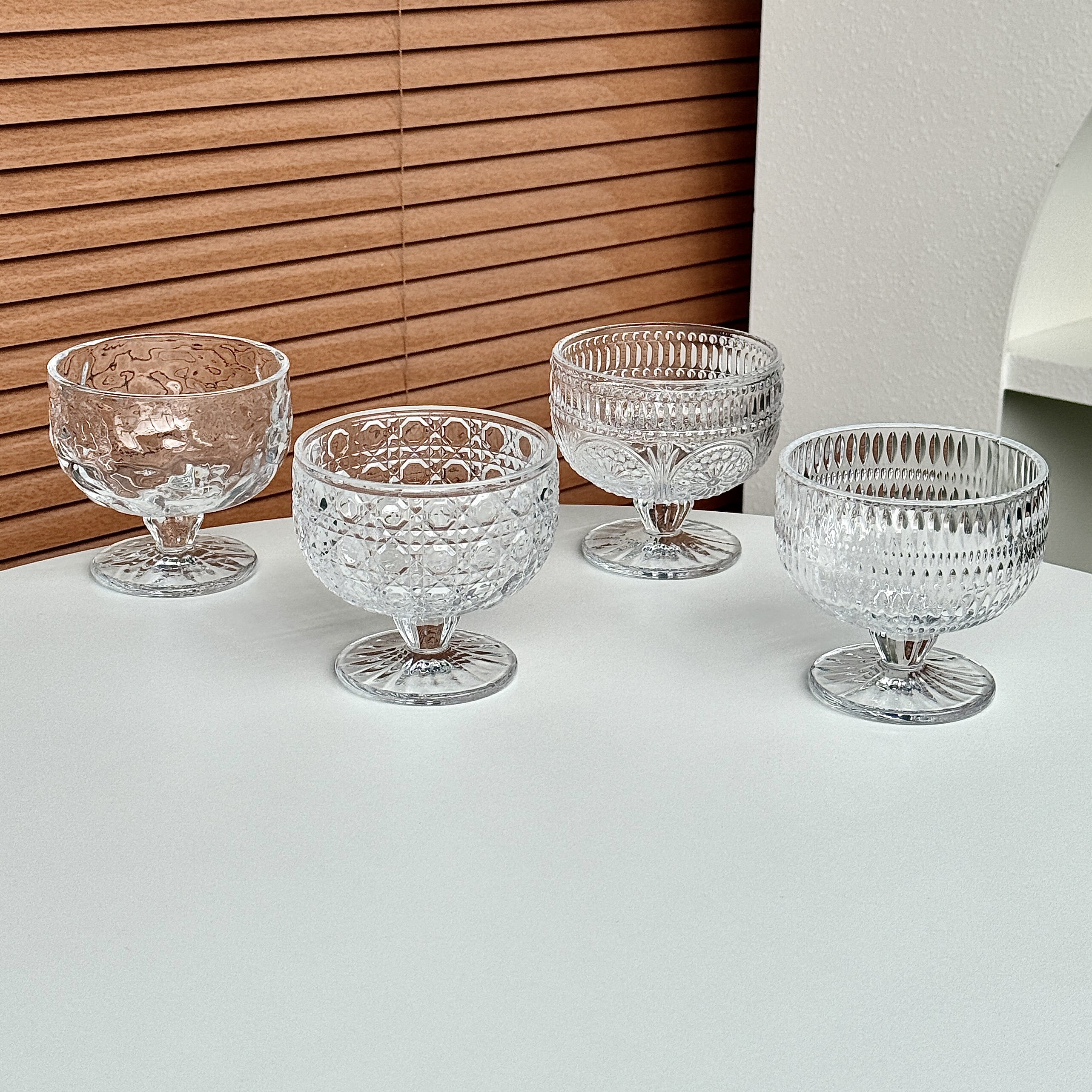 ins复古浮雕太阳花玻璃雪糕杯