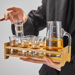 玻璃白酒杯家用酒壶酒盅30ml小酒杯一口杯子弹杯分酒器烈酒杯套装