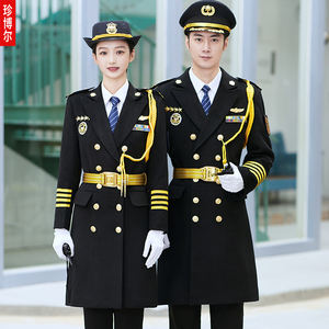 保安毛呢大衣工作服男女冬季物业形象岗礼宾制服加厚长款呢子大衣