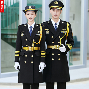 保安毛呢大衣工作服男女冬季物业形象岗礼宾制服加厚长款呢子大衣