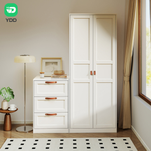 YDD奶油风法式 复古衣柜组合斗柜卧室中古钢制柜子床尾收纳柜抽屉
