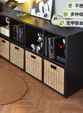 YDD库比克书架黑色落地儿童书柜自由组合格子柜钢制幼儿园8格柜