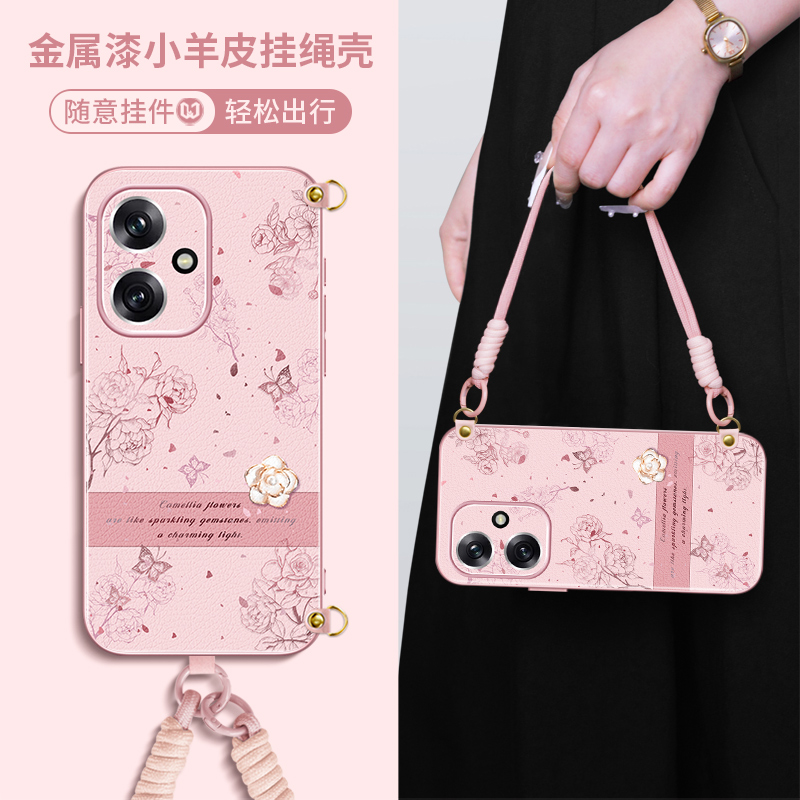 山茶花简约小清新贴皮女款手机壳