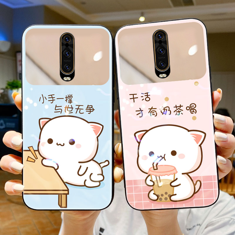 DZ带镜子oppor17pro手机壳女新款r17卡通r15化妆镜r11镜子玻璃r15梦境版趣味文字r9 plus可爱k1蜜桃猫9网红k7