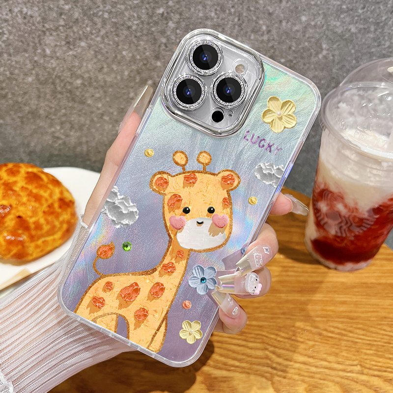 卡通情侣创意闪粉镜头全包手机壳