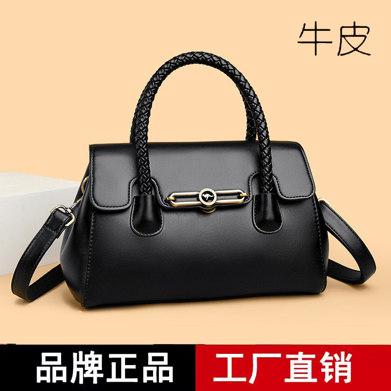 品牌专柜正品真皮牛皮女包2025新款时尚复古波士顿大包中年妈妈包