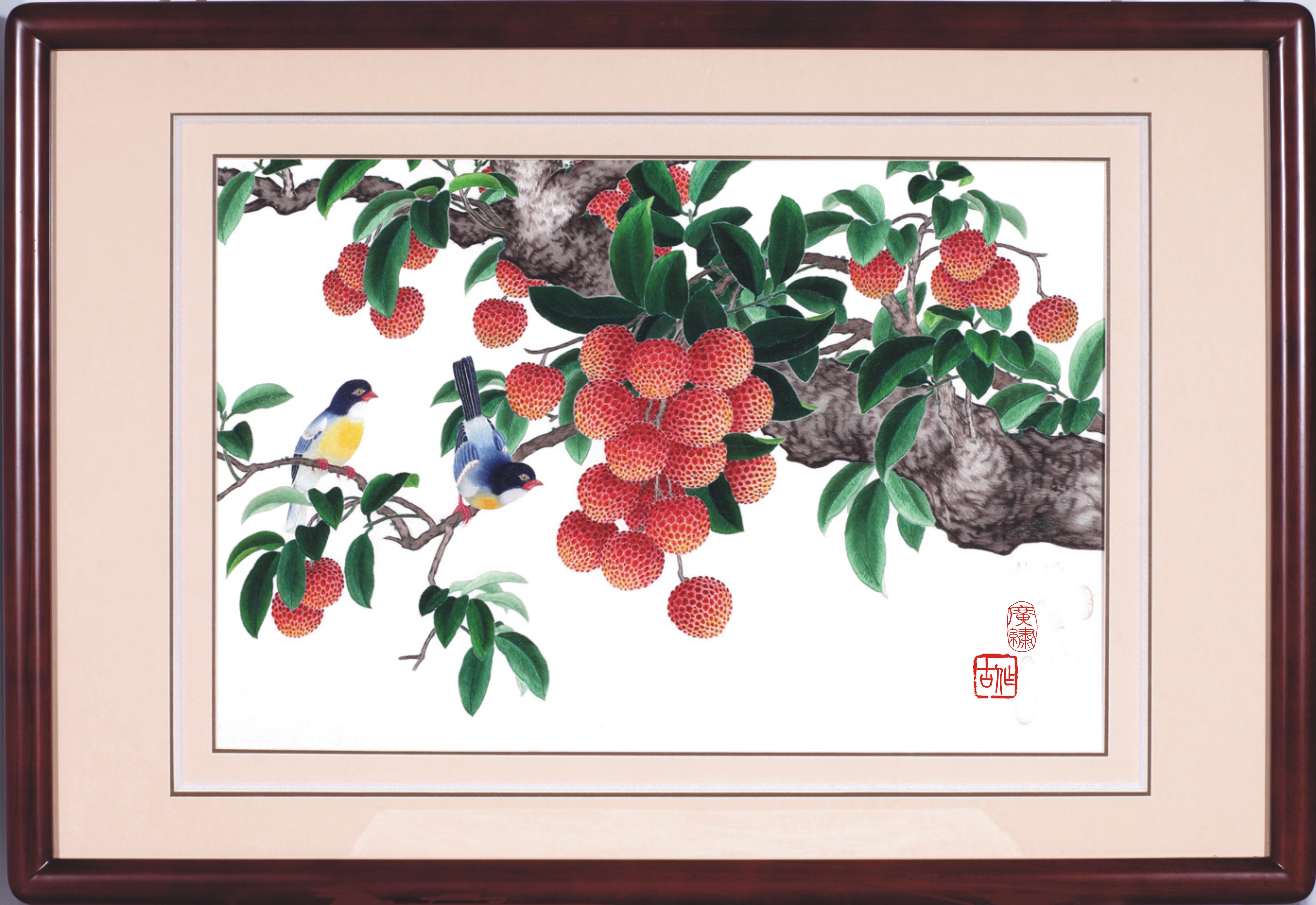粤绣荔枝,刺绣粤绣,荔枝_大山谷图库